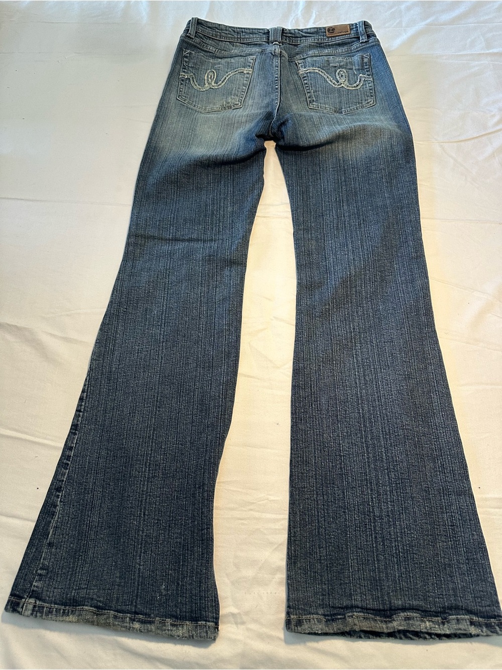 refuge Flared Wide Leg Jeans in Medium Blue Denim